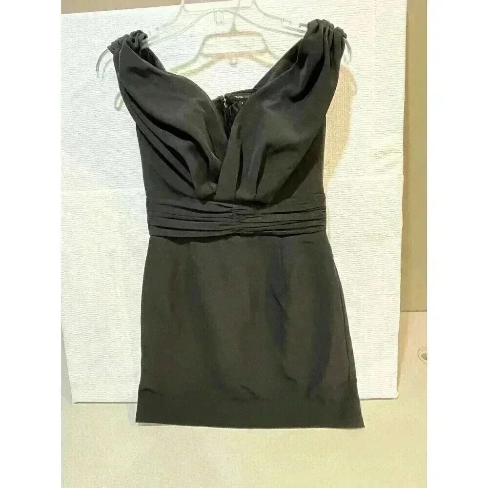 NBD REVOLE Black Ruched Of Shoulder Mini Cocktail Party Dress Size Small